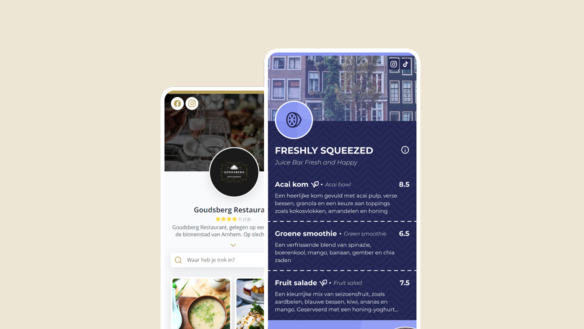 Digitale menukaart terras